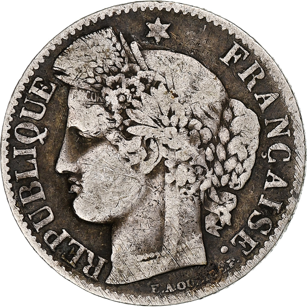 Francja, 50 Centimes, Cérès, 1851, Paris, Srebro, VF(20-25), Gadoury:411