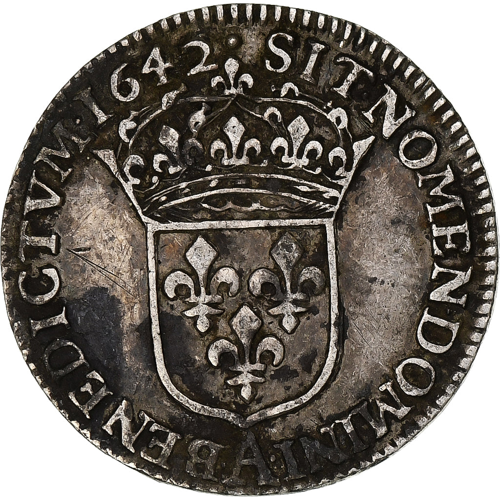 Francia, Louis XIII, 1/12 Ecu, 2ème poinçon de Warin, 1642, Paris, Argento