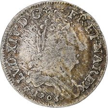 Frankreich, Louis XIV, 11 Sols aux couronnes, 1705, Strasbourg, Silber, S+