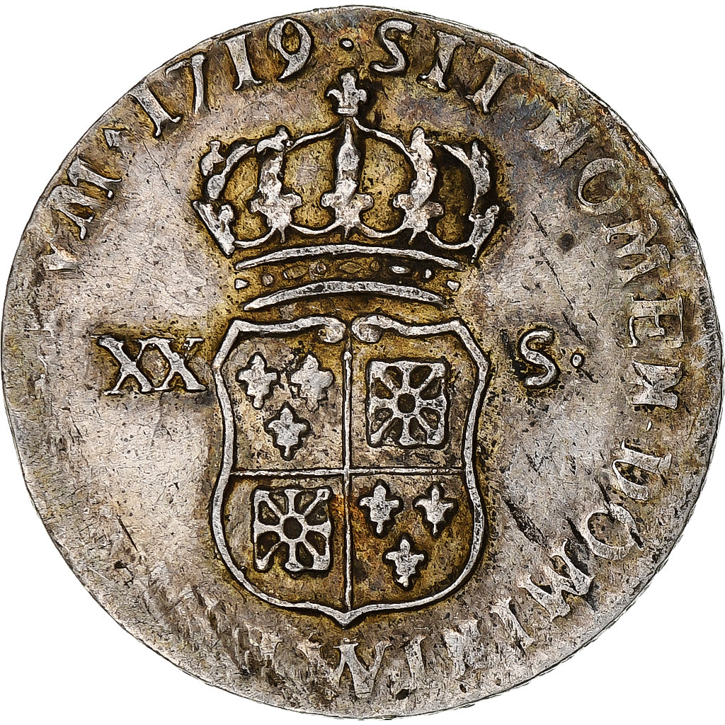 Frankrijk, Louis XV, 1/6 Écu (XX-S) de France-Navarre, 1719, Lille, Zilver