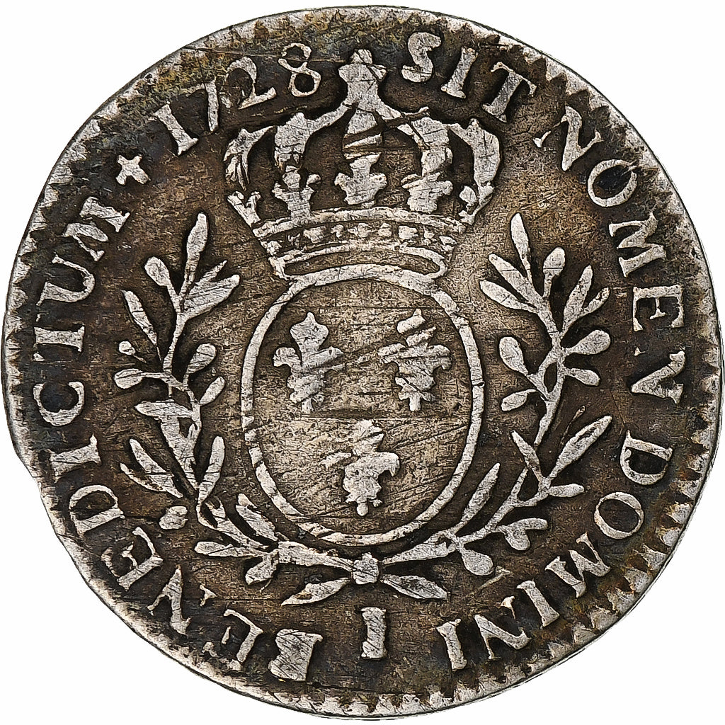 Frankrijk, Louis XV, 1/10 Écu aux branches d'olivier, 1728, Limoges, Zilver