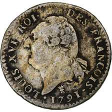 Francja, Louis XVI, 15 sols françois, 1791 / AN 3, Limoges, Srebro, VF(30-35)