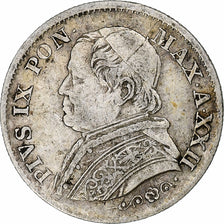 DEPARTAMENTY WŁOSKIE, PAPAL STATES, Pius IX, 5 Soldi, 1867, Rome, Srebro