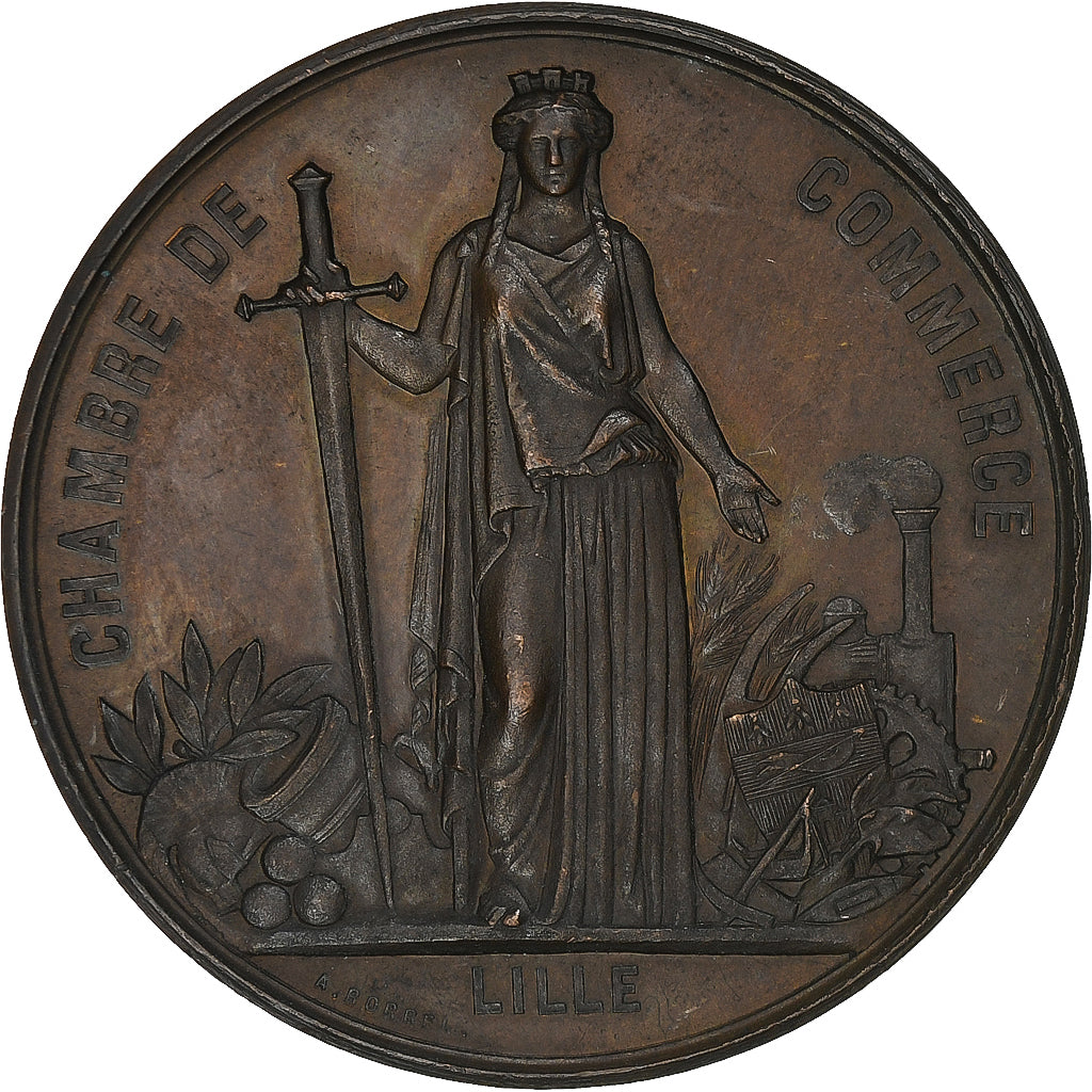 France, Medal, Napoléon III, Chambre de Commerce de Lille, 1867, Copper