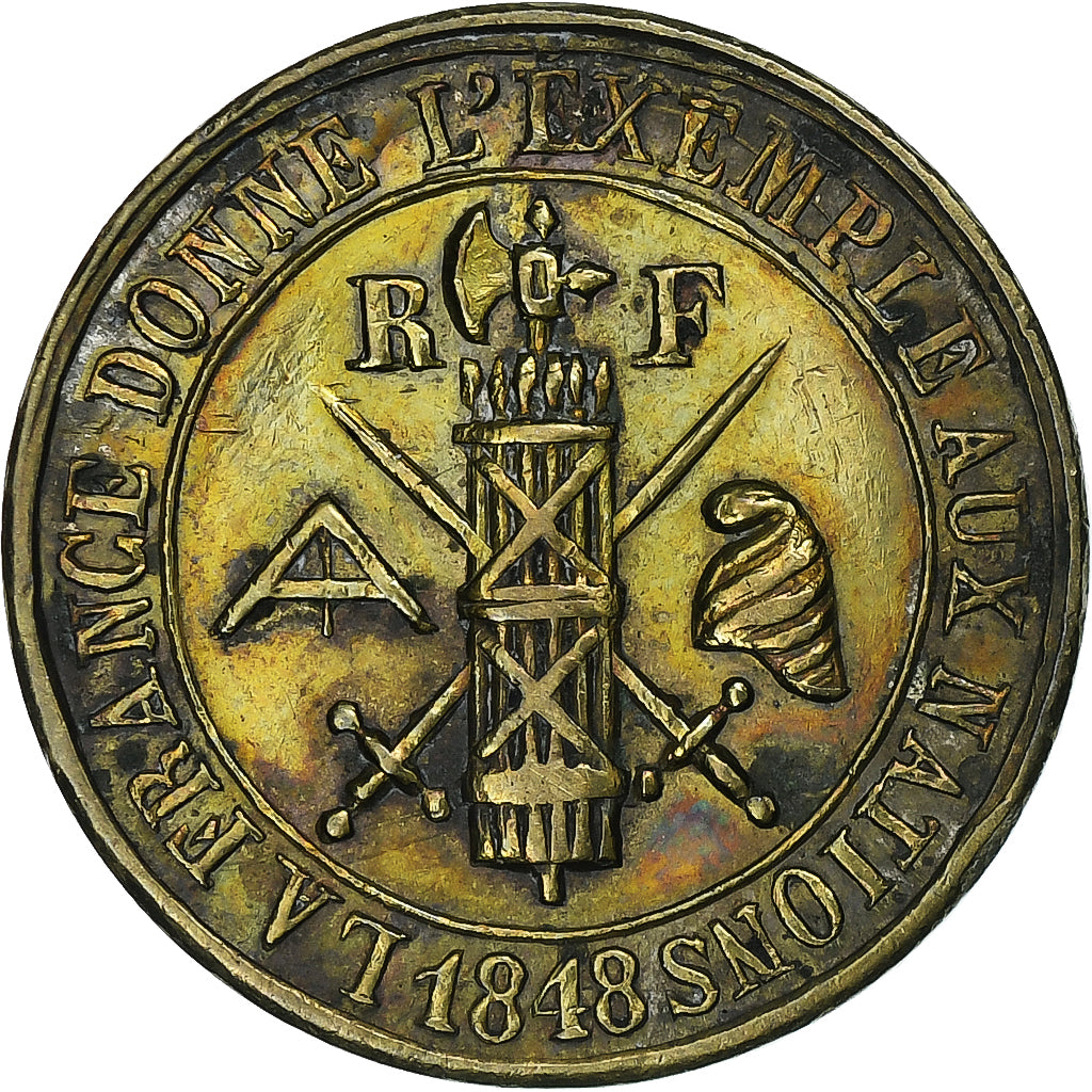 France, Medal, La France donne l'exemple aux Nations, 1848, Brass, AU(55-58)