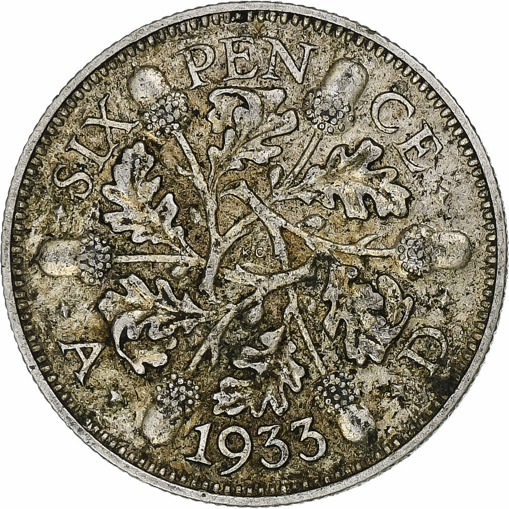 Wielka Brytania, George V, 6 Pence, 1933, London, Srebro, EF(40-45), KM:832