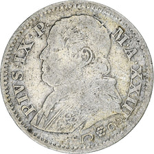 ESTADOS ITALIANOS, Pius IX, 10 Soldi, 1868, Rome, Prata, EF(40-45), KM:1376