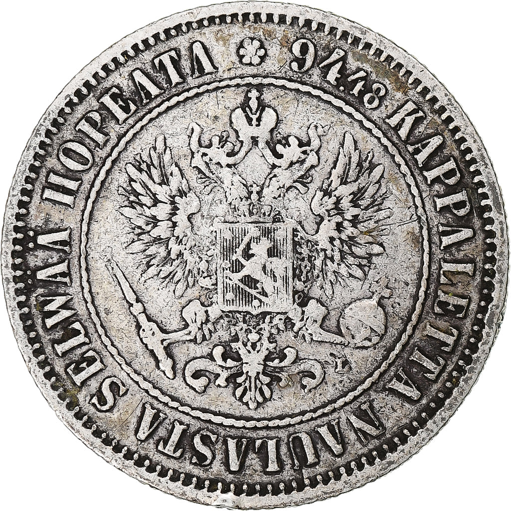 Finlande, Alexander III, Markka, 1892, Helsinki, Argent, TTB, KM:3.2
