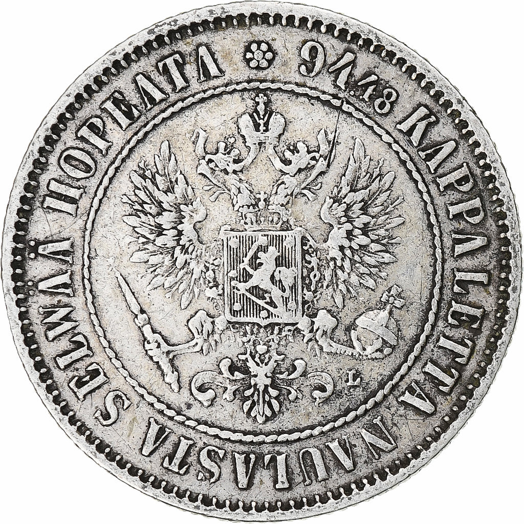 Finlândia, Alexander III, Markka, 1892, Helsinki, Prata, AU(50-53), KM:3.2