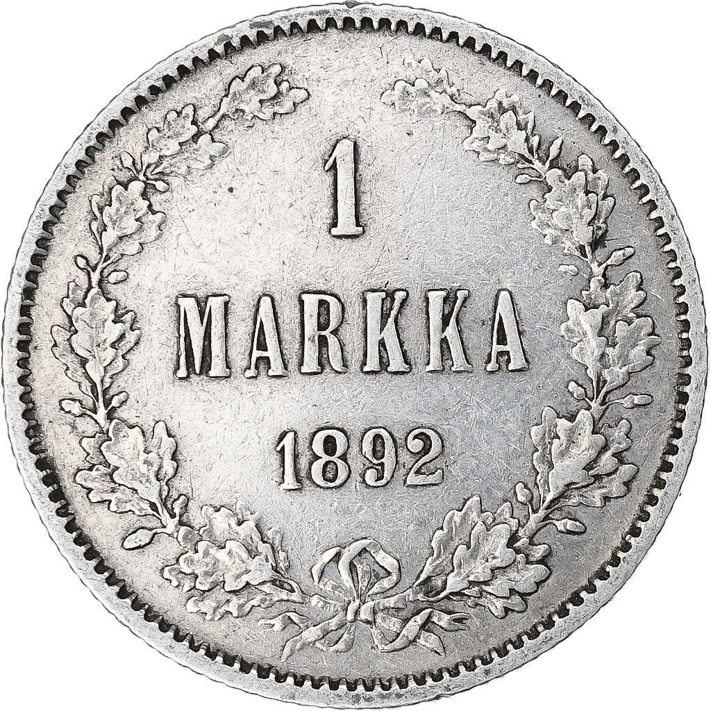 Finlandia, Alexander III, Markka, 1892, Helsinki, Argento, BB+, KM:3.2