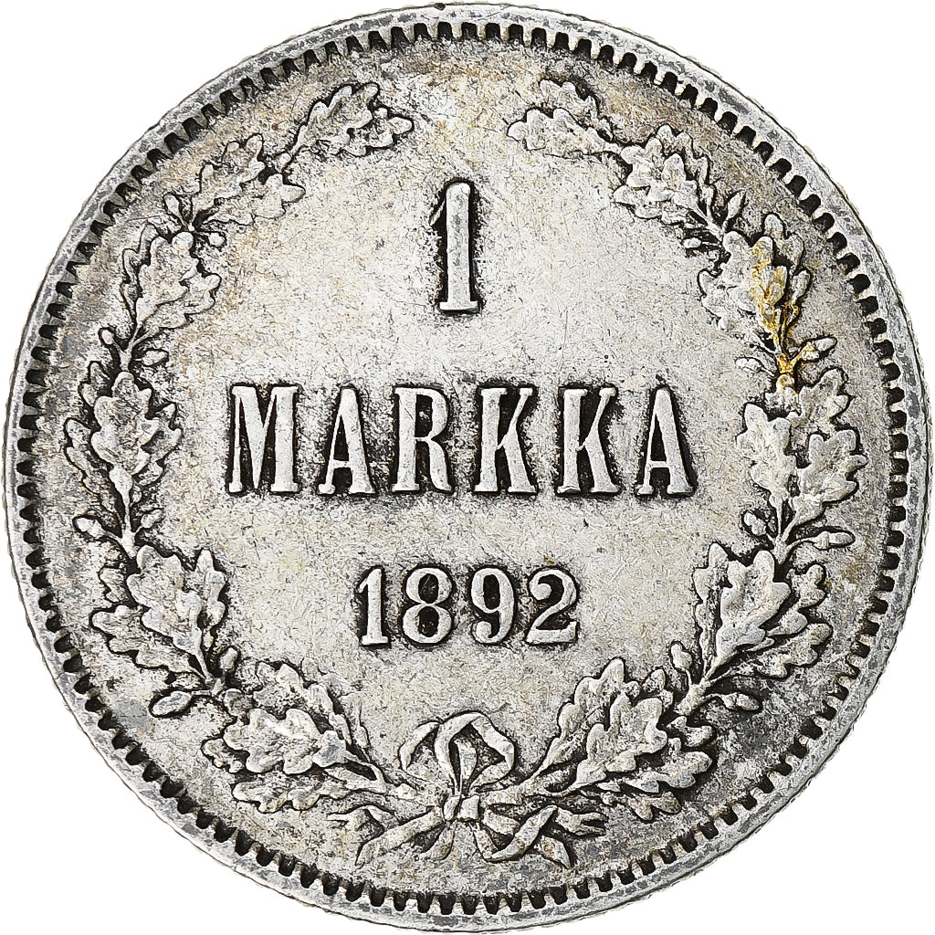 Finlândia, Alexander III, Markka, 1892, Helsinki, Prata, AU(50-53), KM:3.2