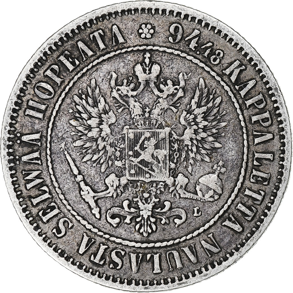 Finland, Alexander III, Markka, 1892, Helsinki, Zilver, ZF+, KM:3.2