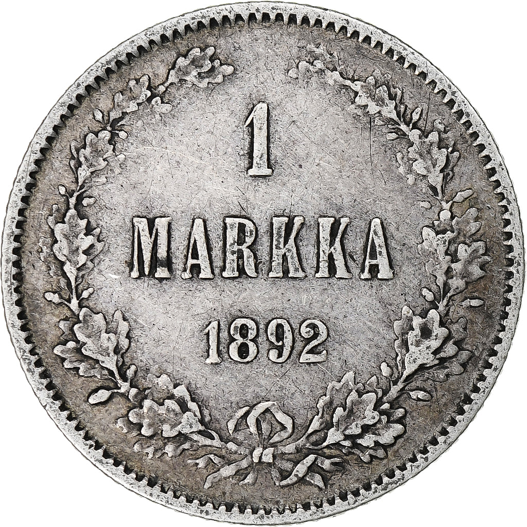 Finland, Alexander III, Markka, 1892, Helsinki, Zilver, ZF+, KM:3.2