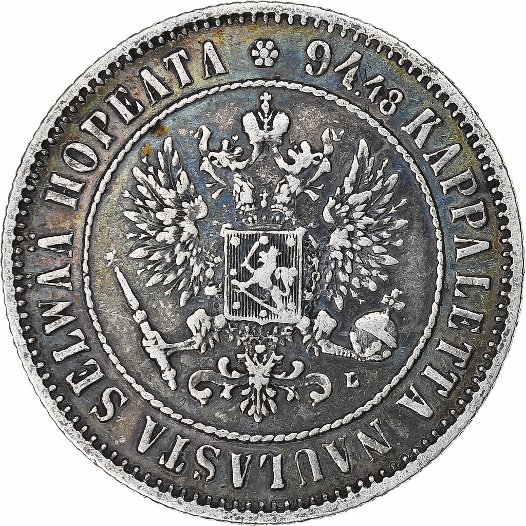 Finland, Alexander III, Markka, 1892, Helsinki, Zilver, ZF+, KM:3.2