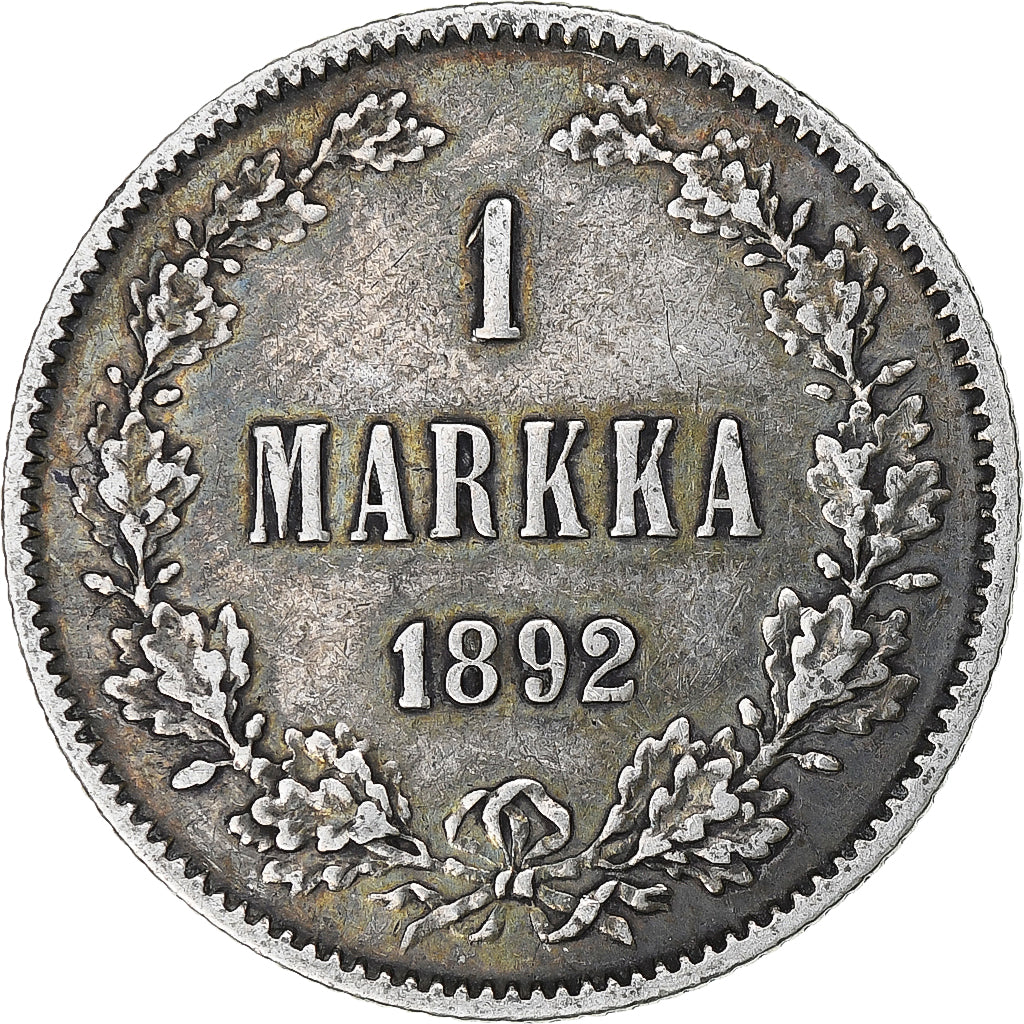 Finland, Alexander III, Markka, 1892, Helsinki, Zilver, ZF+, KM:3.2