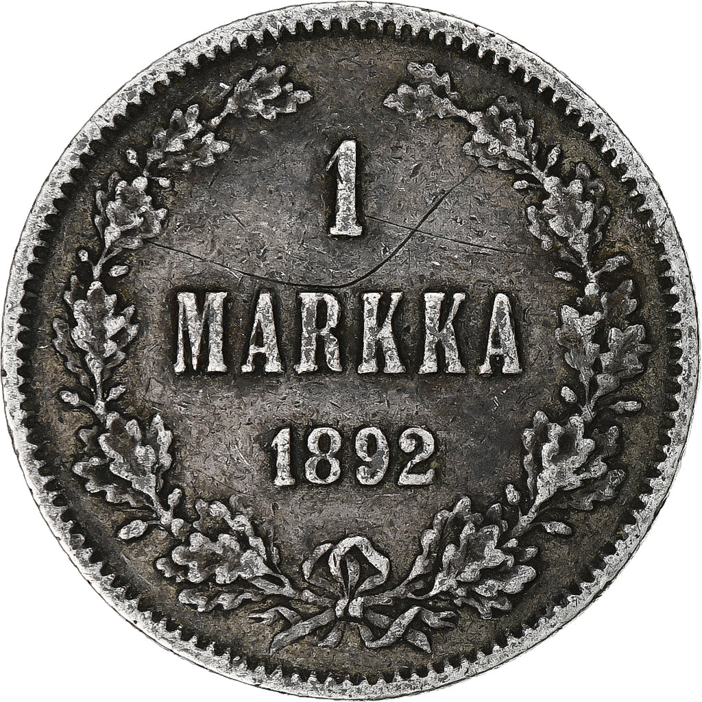Finland, Alexander III, Markka, 1892, Helsinki, Zilver, ZF+, KM:3.2