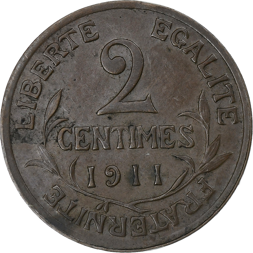 Francia, 2 Centimes, Dupuis, 1911, Paris, Bronce, MBC, Gadoury:107, KM:841