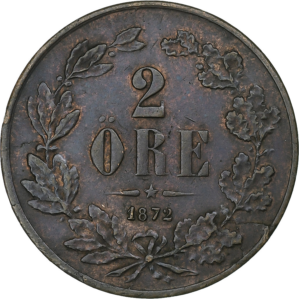 Schweden, Carl XV Adolf, 2 Öre, 1872, Bronze, SS+, KM:706