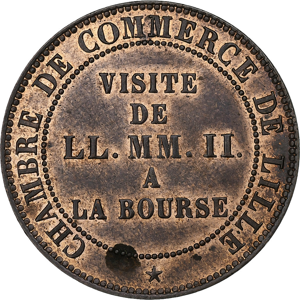 France, Medal, Napoléon III, Visite de la Bourse de Lille, 1853, Bronze