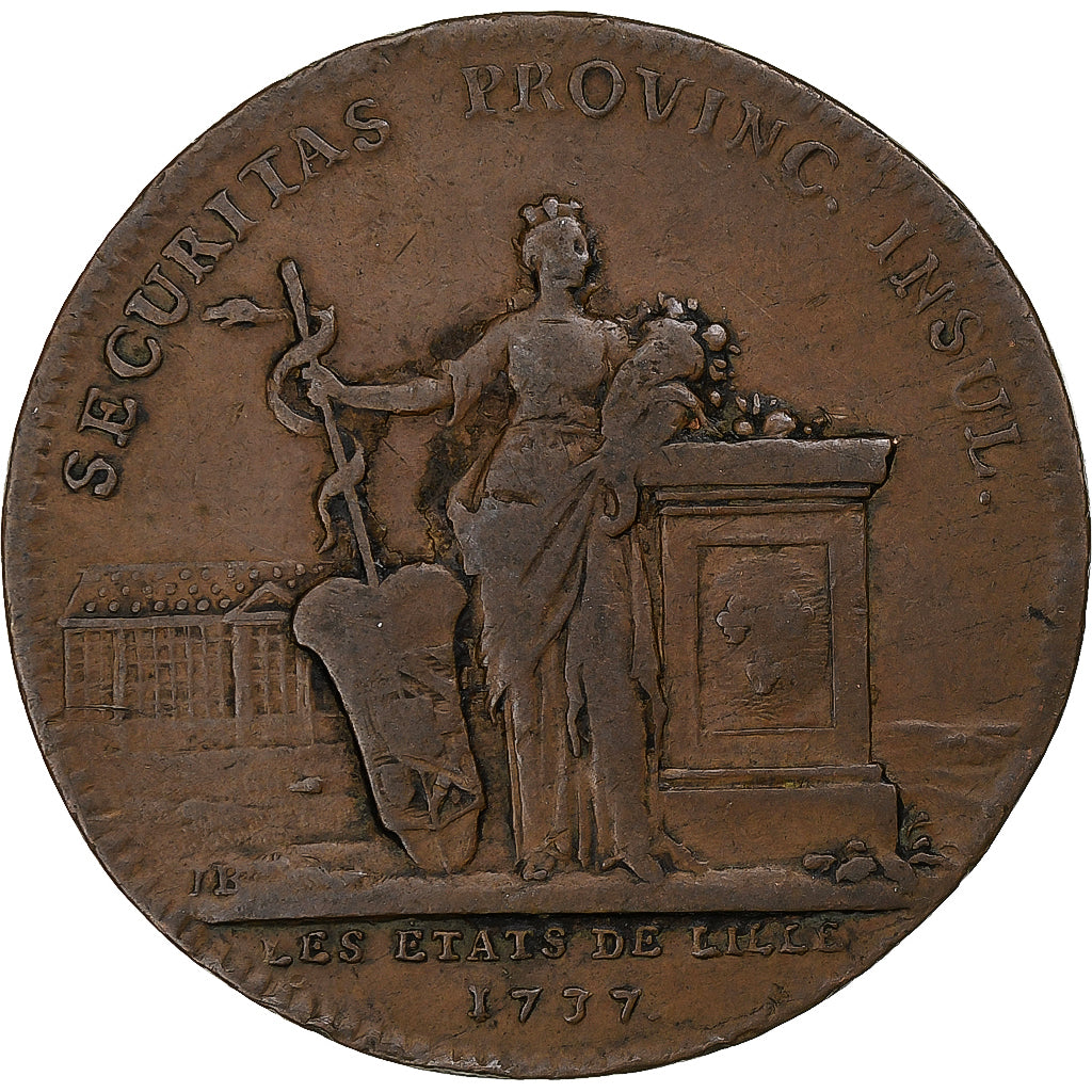 Francia, ficha, Louis XV, États de Lille, 1737, Rame, MB+