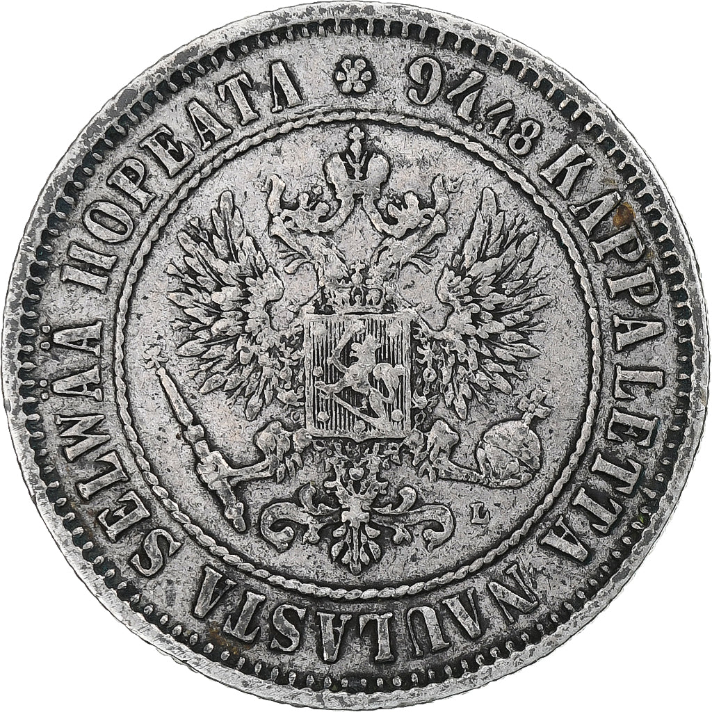 Finland, Alexander III, Markka, 1892, Helsinki, Zilver, ZF+, KM:3.2