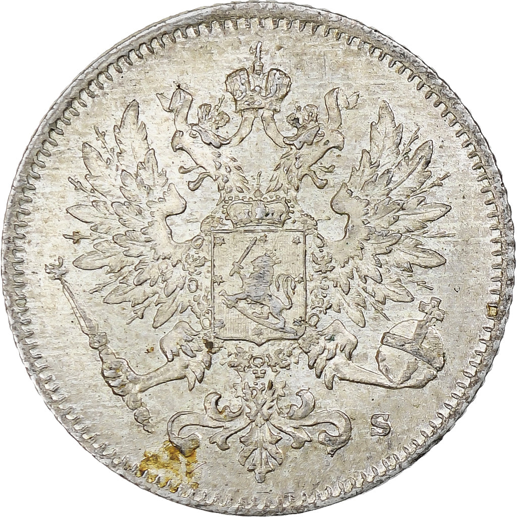 Finland, Nicholas II, 25 Penniä, 1916, Helsinki, Zilver, PR, KM:6.2