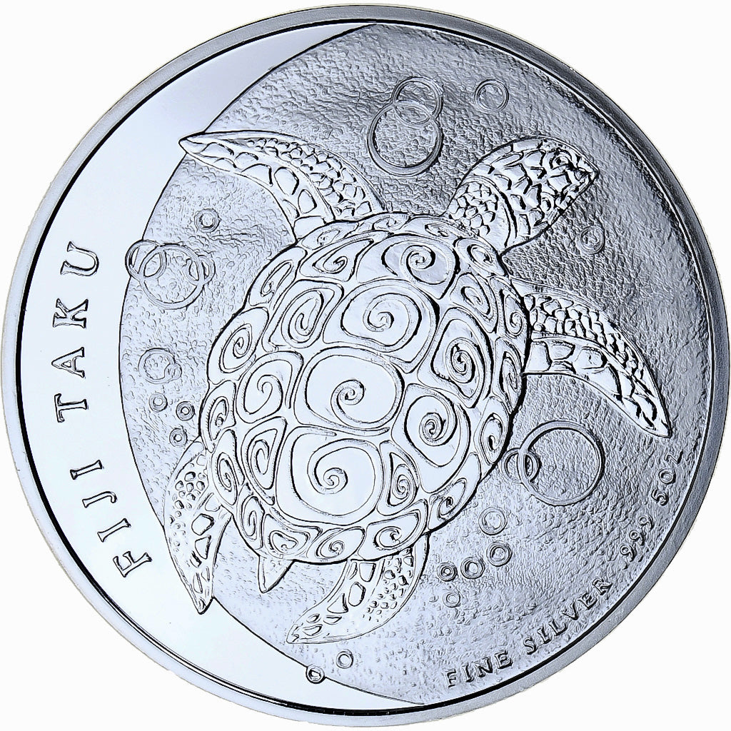 Fidji, 10 Dollars - 5 Oz, Turtle, 2013, BE, Argent, FDC