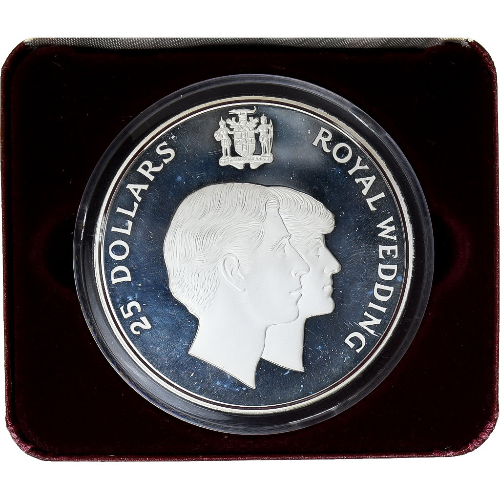 Jamaica, Elizabeth II, 25 Dollars, Royal Wedding, 1981, Proof, Silver, MS(65-70)