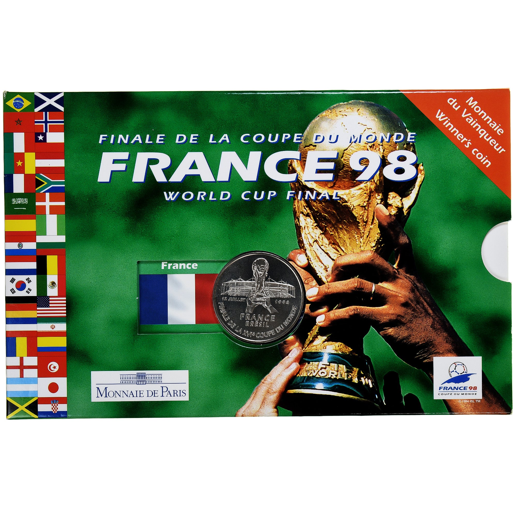 Francia, 5 Francs, France, Champions du monde FIFA, 1998, MDP, Argento, FDC