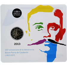 France, 2 Euro, Pierre de Coubertin, 2013, MDP, Bi-Metallic, MS(65-70)