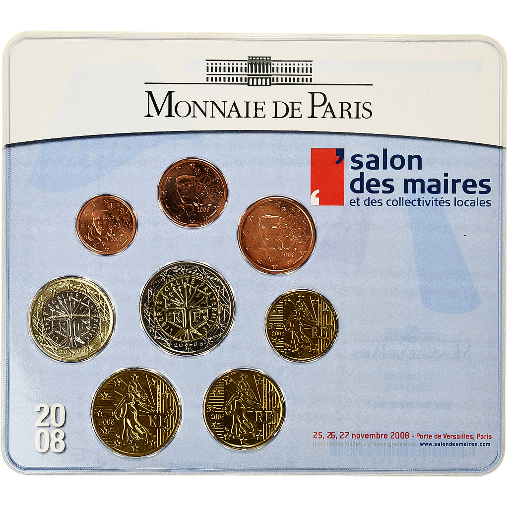 Francia, Coffret 1c. à 2€, Salon des Maires 2008, Coin Card. BU, 2008, MDP