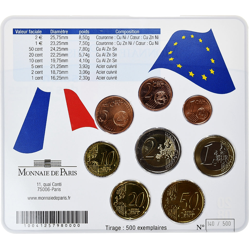Francia, Coffret 1c. à 2€, Salon des Maires 2008, Coin Card. BU, 2008, MDP