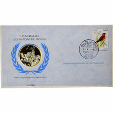 Algeria, Medal + stamp, United Nations, 1976, Silver, Proof, MS(65-70)