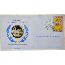 Barbados, Medal + stamp, United Nations, 1976, Silver, Proof, MS(65-70)