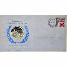 Bahrain, Medal + stamp, United Nations, 1976, Silver, Proof, MS(65-70)