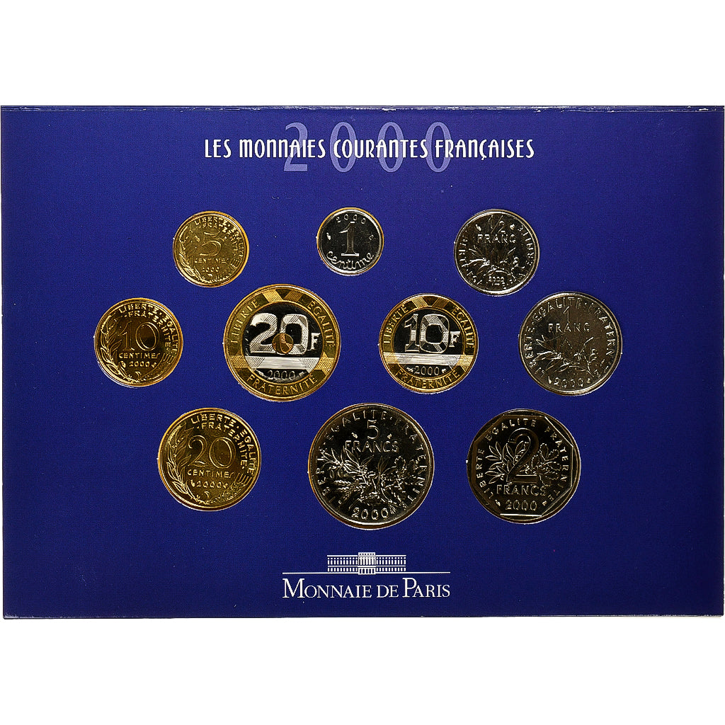 Francia, Coffret 1 c. à 20 frs., 2000, MDP, BU, N.C., FDC