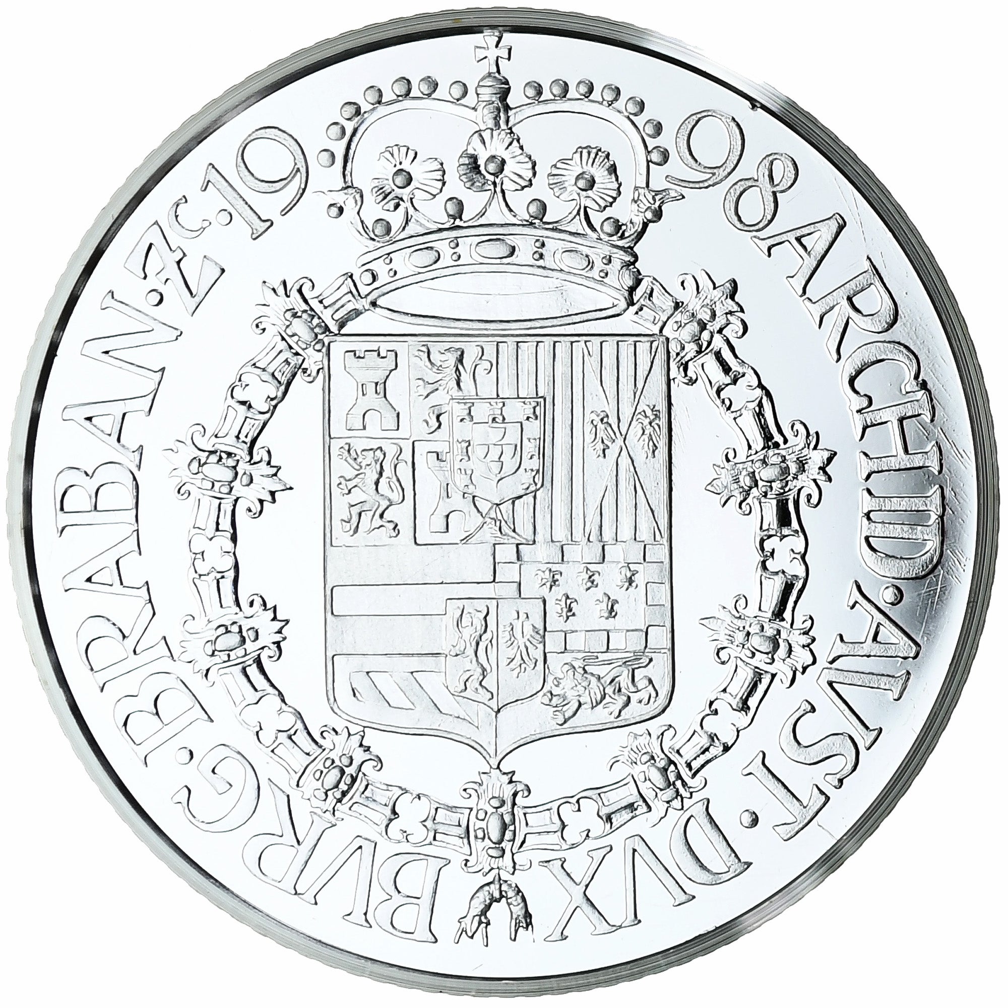 Belgien, Patagon, Charles II, 1998, Brussels, Silber, Restrike, STGL
