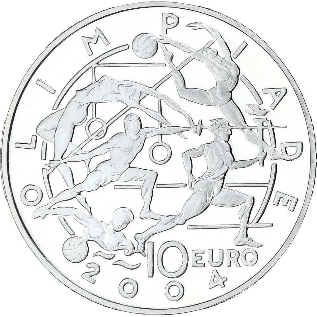 San Marino, 10 Euro, JO 2004 d'Athènes, Prueba, 2003, Rome, Plata, FDC