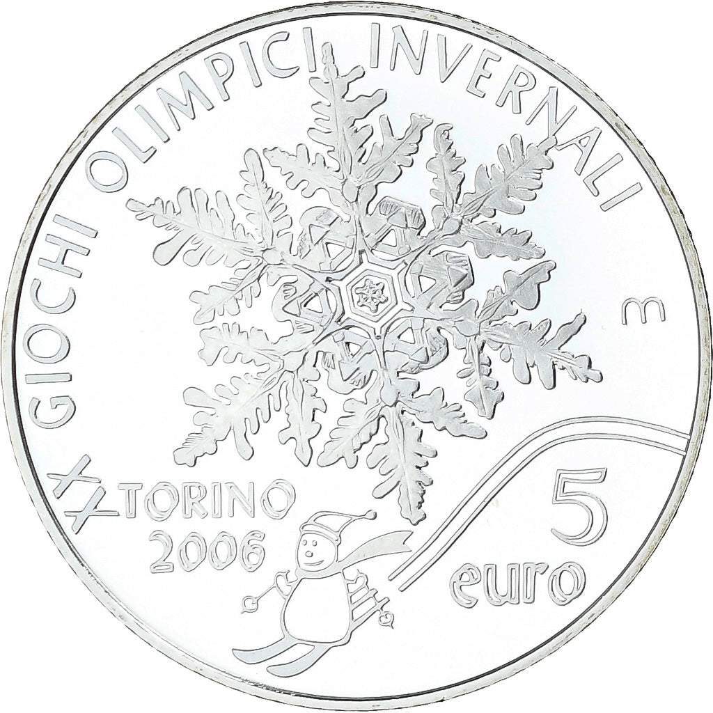 San Marino, 5 Euro, Jeux d'hiver de Turin, Prueba, 2005, Rome, Plata, FDC