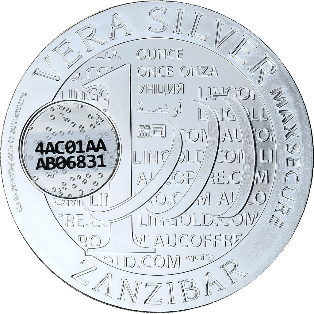 Zanzibar, 1000 Shillings, 1 Vera Silver Oz, 2015, Proof, Silver, MS(65-70)