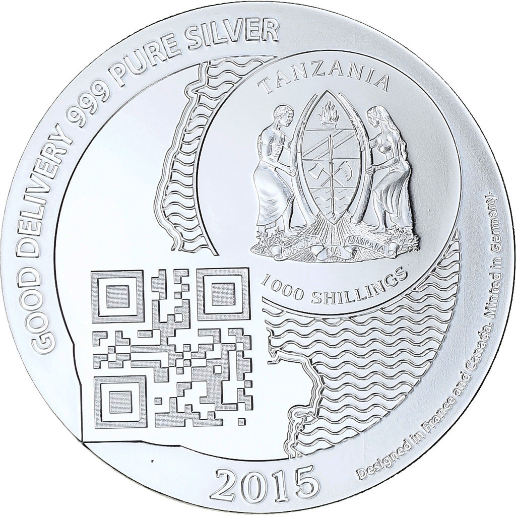 Zanzibar, 1000 Shillings, 1 Vera Silver Oz, 2015, Proof, Silver, MS(65-70)