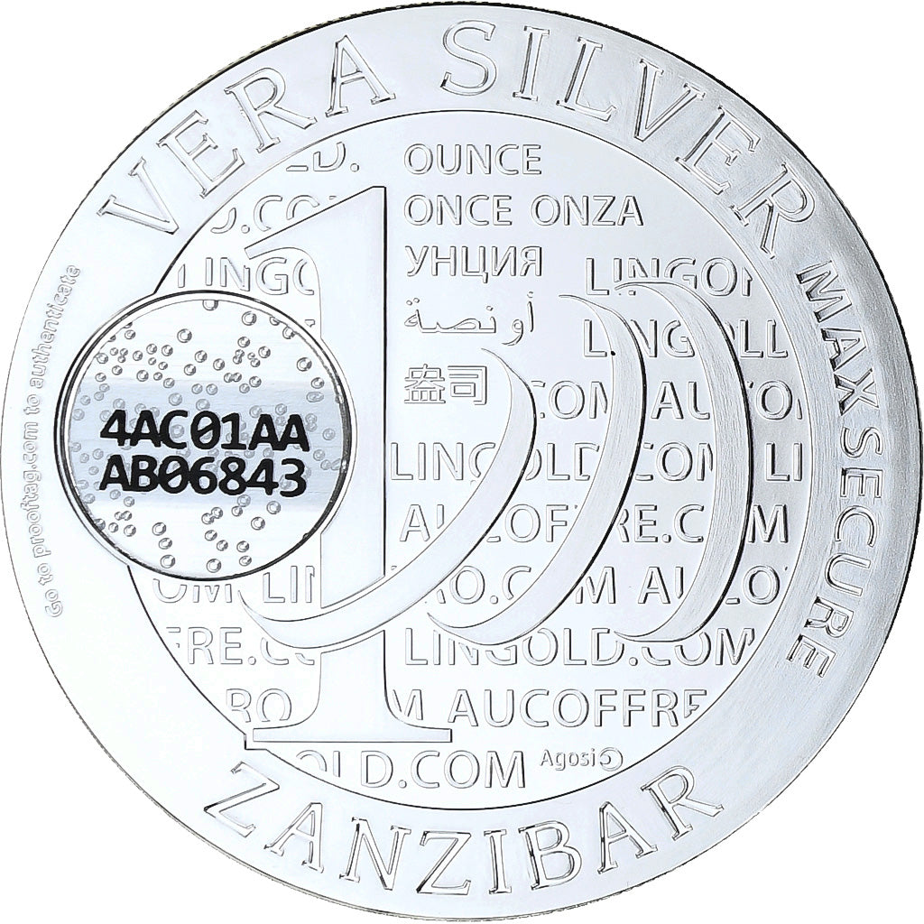 Zanzibar, 1000 Shillings, 1 Vera Silver Oz, 2015, Proof, Silver, MS(65-70)