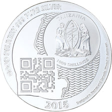 Zanzibar, 1000 Shillings, 1 Vera Silver Oz, 2015, Proof, Silver, MS(65-70)