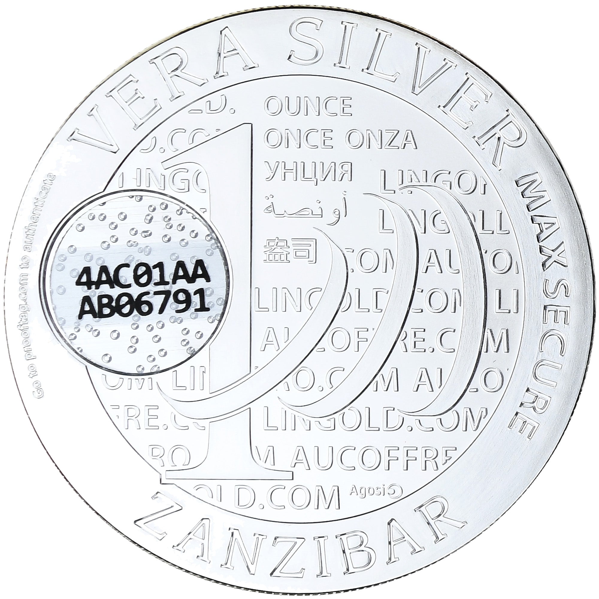 Zanzibar, 1000 Shillings, 1 Vera Silver Oz, 2015, Proof, Silver, MS(65-70)