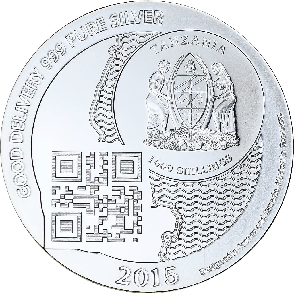 Zanzibar, 1000 Shillings, 1 Vera Silver Oz, 2015, FS, Argento, FDC