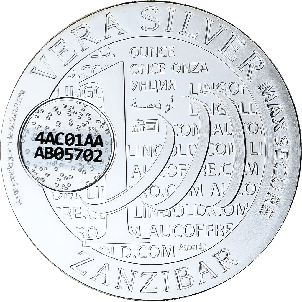 Zanzibar, 1000 Shillings, 1 Vera Silver Oz, 2015, FS, Argento, FDC
