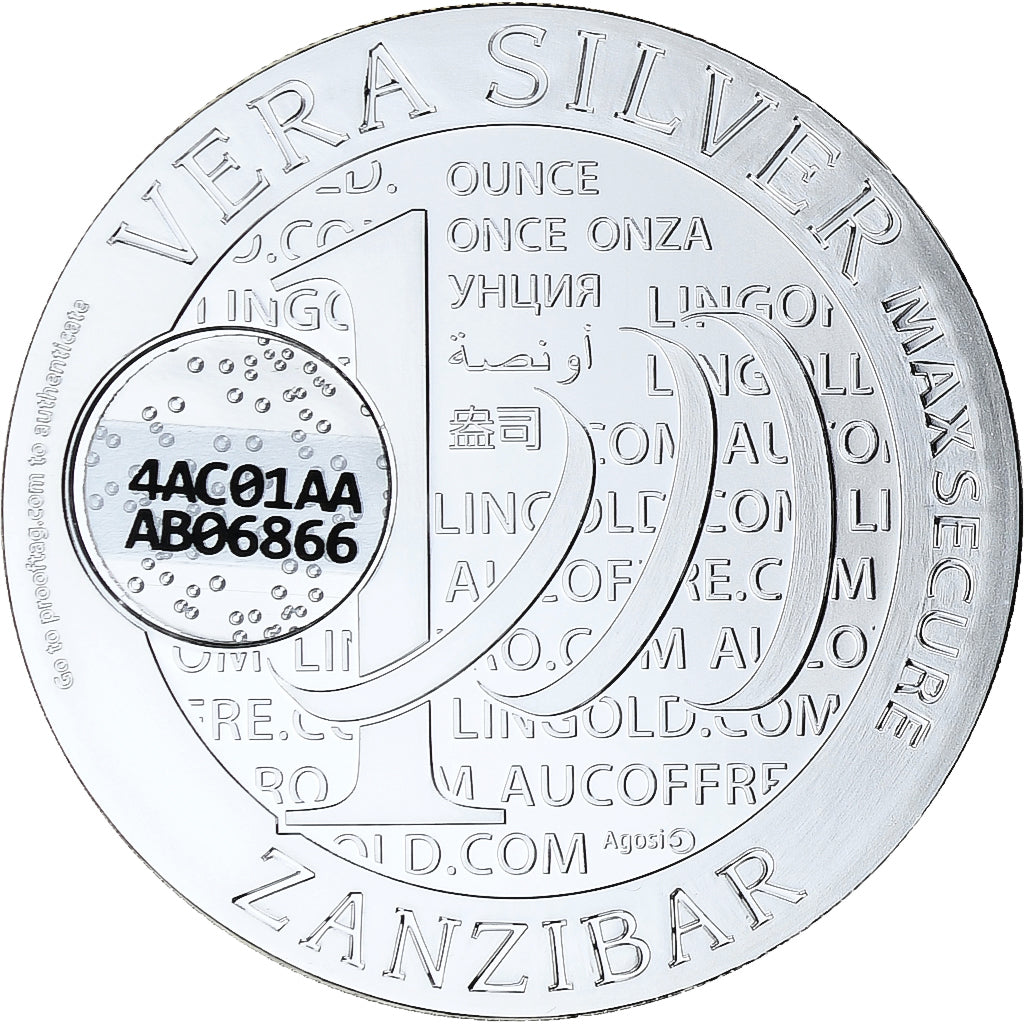 Zanzibar, 1000 Shillings, 1 Vera Silver Oz, 2015, Proof, Silver, MS(65-70)
