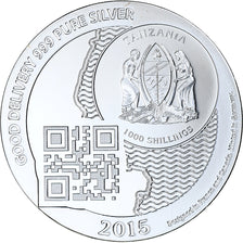 Zanzibar, 1000 Shillings, 1 Vera Silver Oz, 2015, BE, Argent, FDC
