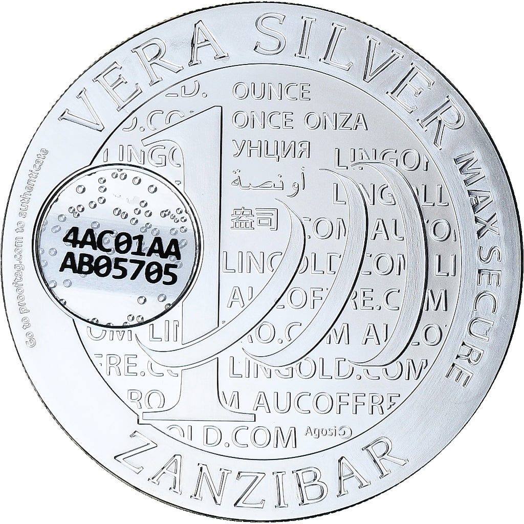 Zanzíbar, 1000 Shillings, 1 Vera Silver Oz, 2015, Prueba, Plata, FDC
