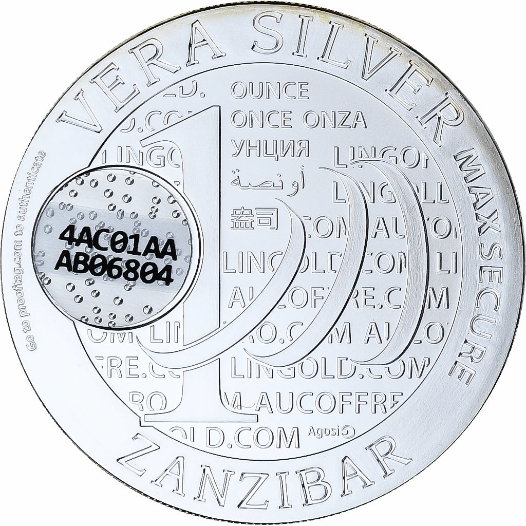 Zanzibar, 1000 Shillings, 1 Vera Silver Oz, 2015, Proof, Silver, MS(65-70)